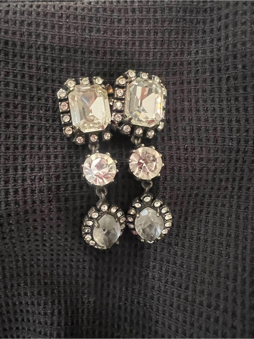 J. Crew Clear Crystal Triple Drop Earrings